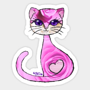 Pink Rose Cat Sticker